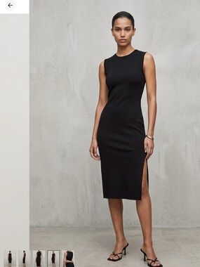 EUC H&M TREND Archival Minimalist Sheath Dress Black US 2 Raw Hem